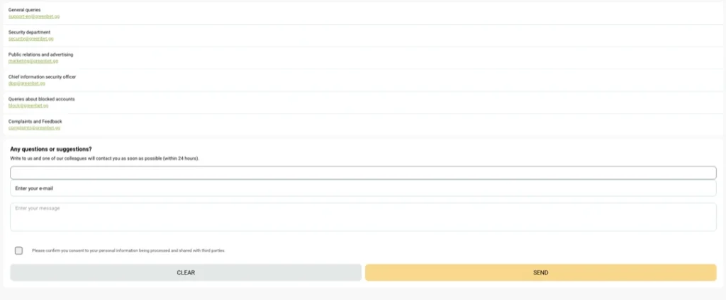 GreenBet Customer Support Service